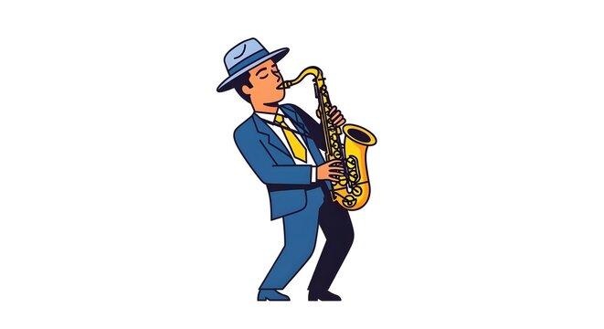 Stylish Jazz Saxophonist Playing Energetic Tune