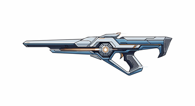 Futuristic firearm with glowing energy core and sleek metallic design