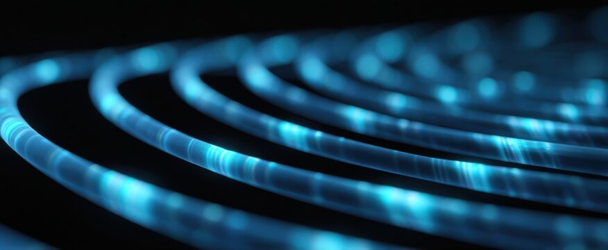 Cool abstract 3d background with translucent blue spirals and a vibrant tech grid.