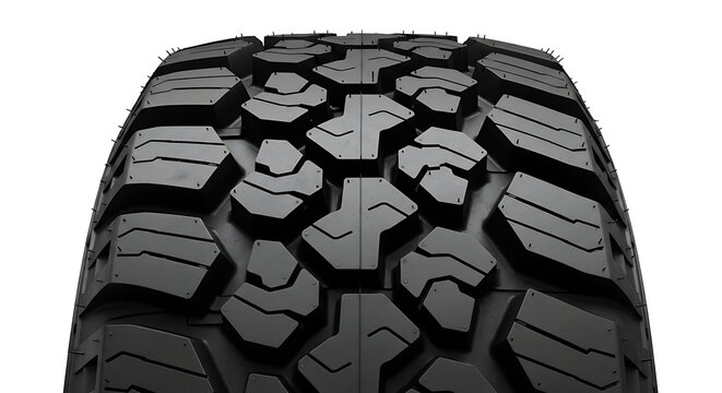 Close-up of rugged car tire tread pattern
