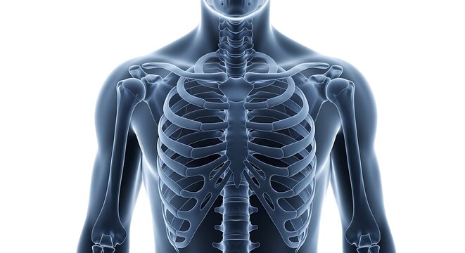 Human torso skeleton with ribcage visible