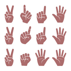 Fototapeta premium Dusty Rose Hand Gestures Counting Numbers Collection
