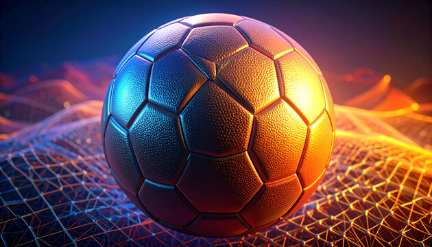 Soccer ball on abstract grid