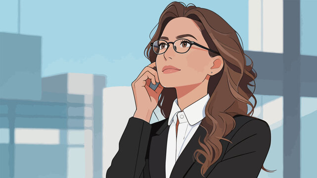 Professional Businesswoman Making a Phone Call in Urban Office Area