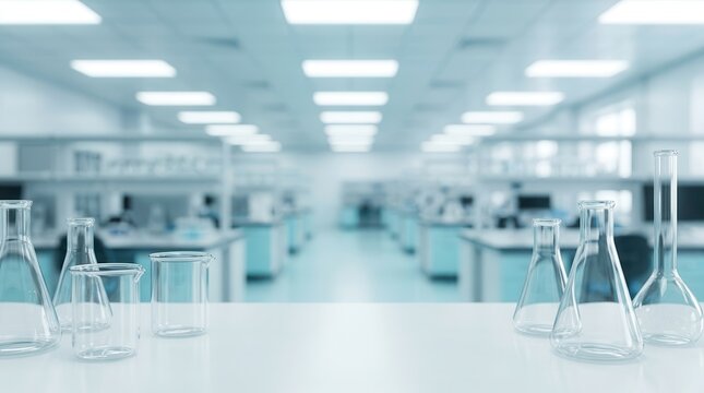 Abstract blurred science lab interior showing a modern working space with defocused elements.