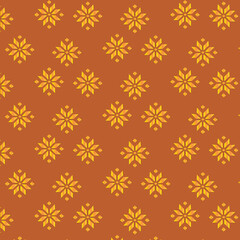 Fototapeta premium Assam Inspired Textile Pattern with Floral Motifs, Seamless Ethnic Wallpaper Background , Elegant Assamese Textile Pattern with Indian Floral Design, Seamless Allover Wallpaper