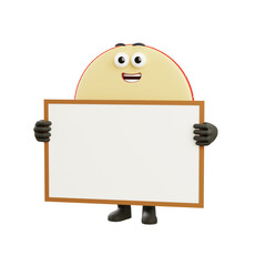 Naklejka premium welcoming 3D cartoon rebana drum mascot character waving its hand to say hello or welcome to the musical audience.