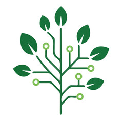 Obraz premium “Green Technology Tree Icon, Eco Digital Network Concept, Sustainable Innovation Logo Design”