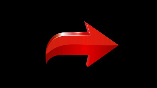 A shiny red right-pointing arrow with a rounded tail.