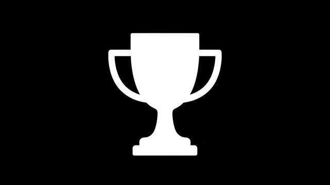 Simple white trophy icon on black background, symbolizing achievement and victory