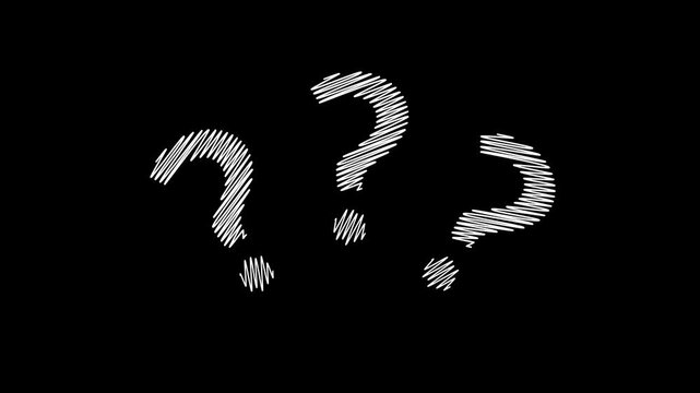Hand draw question mark loop, Animation of Question marks moving on transparent background. Full HD. 4K