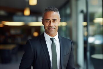 Fototapeta premium Confident mature businessman smiling at camera in a professional setting