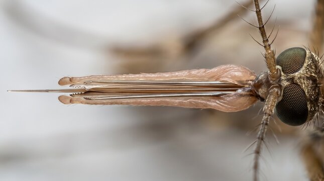 Scanning electron micrograph of a mosquito proboscis fascicle and mouthparts