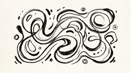 Fototapeta premium Abstract black swirling line art design.