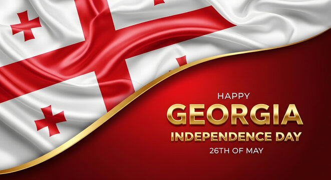 Georgia Independence Day background. Georgian flag luxury gold typography design. 26th of May national celebration concept. Elegant patriotic vector illustration
