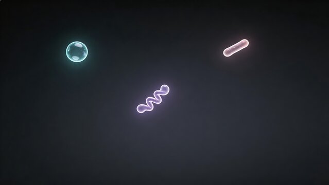 Microscopic organisms on dark background