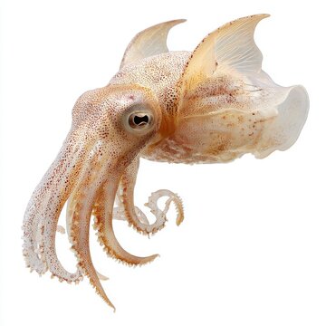 Dumbo Octopus with Distinctive Ear-like Fins Isolated on White