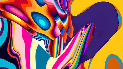 Obraz premium Colorful abstract psychedelic pattern with vibrant swirling shapes