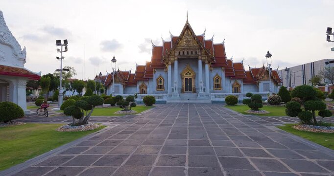Wat Benchamabophit the Marble Temple sunset light in Bangkok city sightseeing travel Bangkok Thailand
