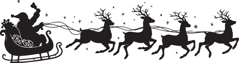 A minimalist black and white vector illustration of a wild deer silhouette with elegant antlers featuring a cute Christmas holiday design for winter nature art © Mk
