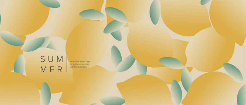 Retro lemon gradient background, hello summer banner, lemon background, summer cover, retro banner