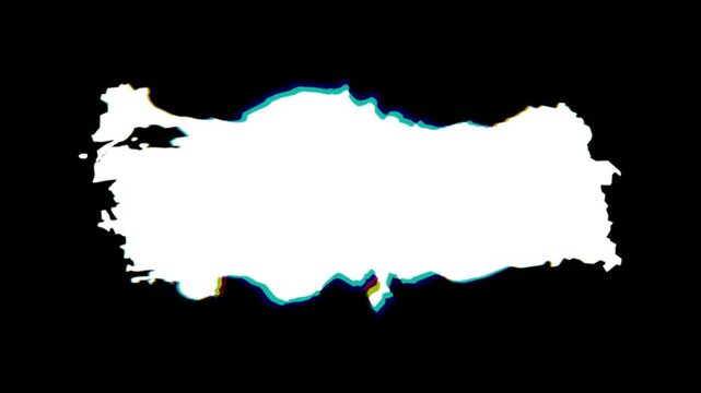Turkey T&uuml;rkiye white and chromatic abstract map pop animation black background