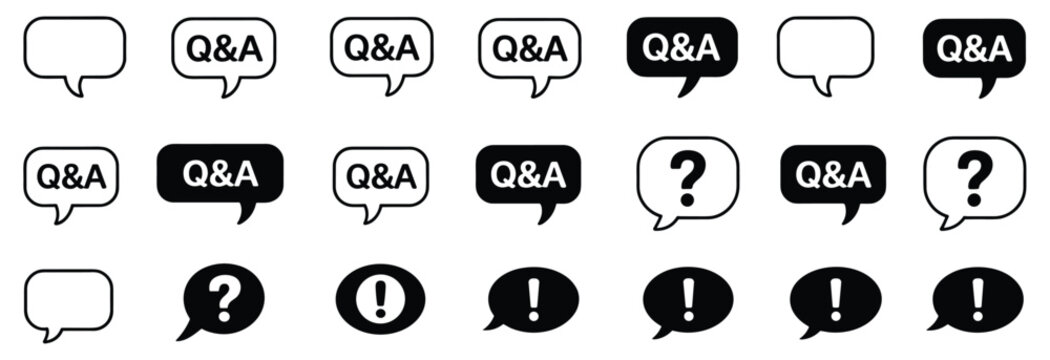 Q&A Communication Icons Set &ndash; Question and Answer Speech Bubbles