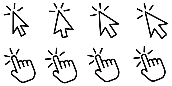 Mouse Click Icon Set, Pointer and Tap Gesture UI Collection