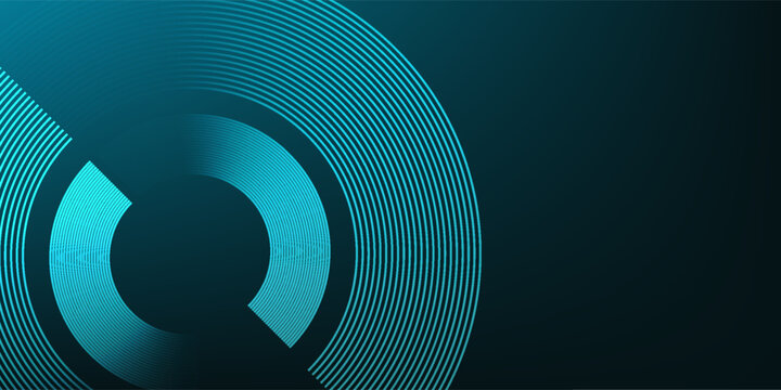 Abstract futuristic background. Glowing blue circle lines. Swirl circular lines design element. Round movement. Modern shiny blue geometric pattern. Technology concept. Vector illustration