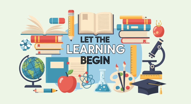 Let the Learning Begin Education Illustration Background