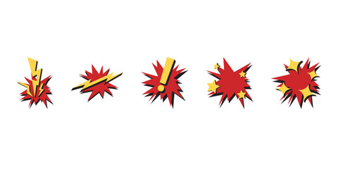 Obraz premium Comic Style Explosion Bursts and Action Speech Bubble Vector Set