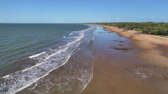 Aerial Drone Footage of Pristine Moore Park Beach, Bundaberg Queensland on Sunny Afternoon
