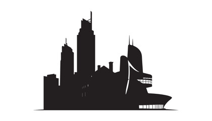 Fototapeta premium black and white silhouette set of City very high quality vector illustration.