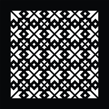 Arabic geometric pattern. Islamic ornament mashrabiya panel. Wall screen arabian traditional motif. CNC machine cutting. Vector