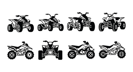 Atv Silhouette Set Black Vector Illustration Of All Terrain Vehicles © MdNirob