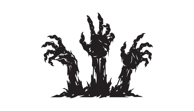 black and white silhouette set of creepy zombie hands very high quality vector illustration.