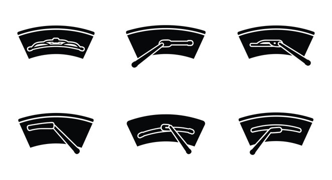 Windshield wiper silhouettes black vector illustration on white background