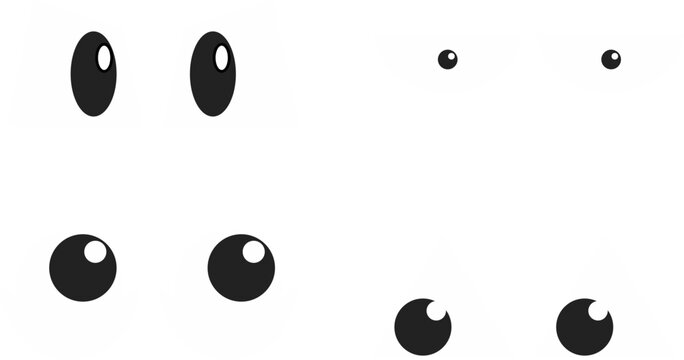 Set of Cartoon Character Eyes with Different Geometric Expressions