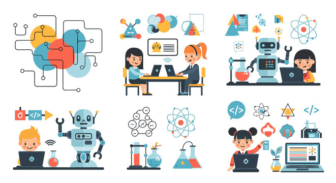 A cheerful young boy intensely focused on coding, representing innovation, education, and the future of technology, perfect for educational content.