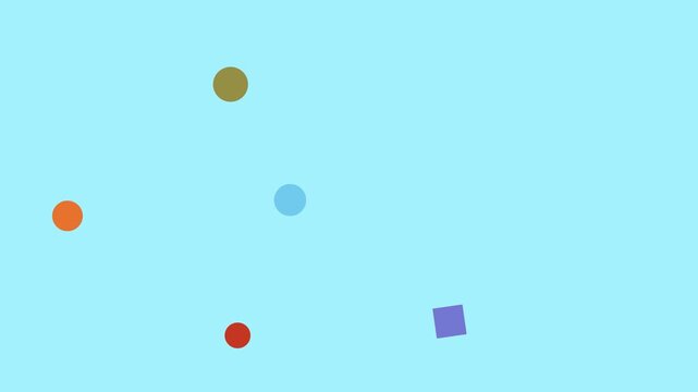 Colorful bouncing balls animation on blue background, bounce motion