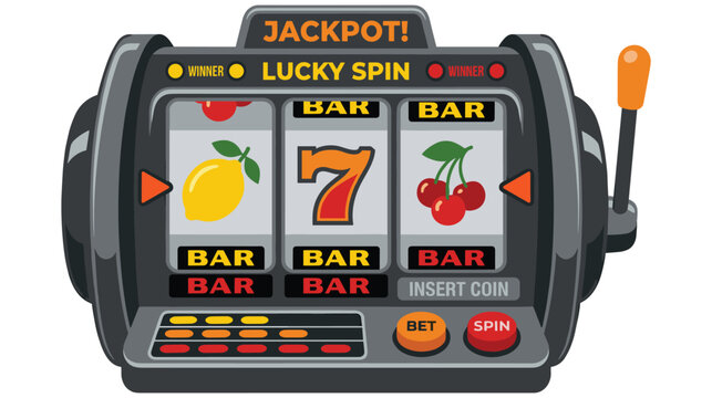 Vintage slot machine lucky spin jackpot interface for casino gaming.