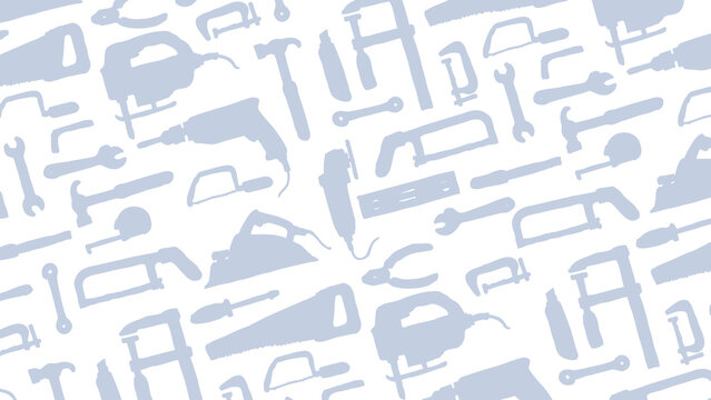 Silhouette carpentry hand tools pattern background