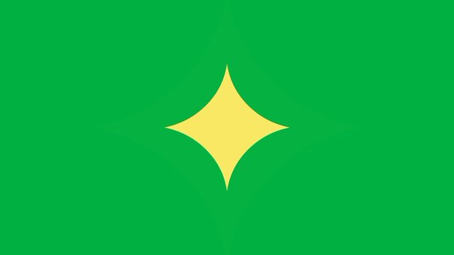 Animated Yellow Four-pointed Diamond Star On Green Screen Background 