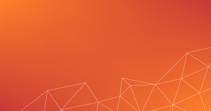 Abstract Low polygonal Copy space in Orange dark background with connecting dots and lines Structure