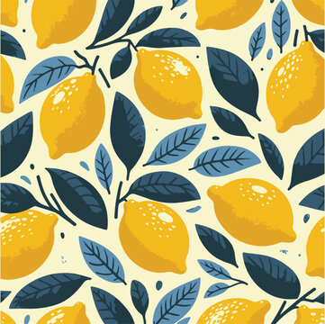 lemonade leaves seamless pattern
