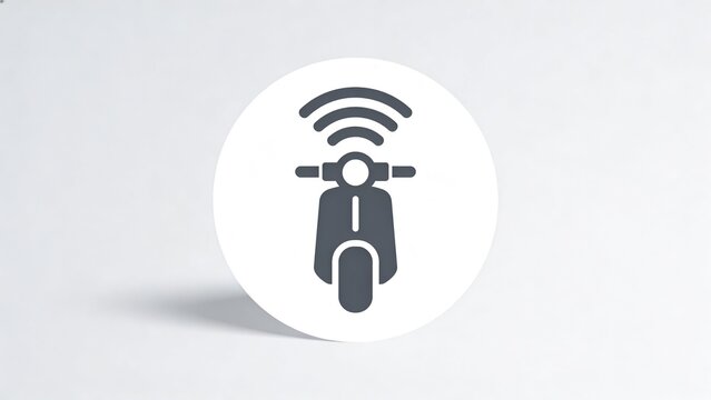  is a minimalist, flat-style icon featuring a scooter viewed from the front. The icon is centered within a circular white background, creating