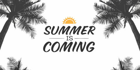 Palm tree silhouettes with summer typography on white background © Etika
