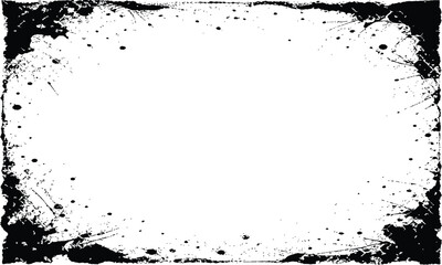 Naklejka premium Black Splatter Grunge Frame with Distressed Ink Borders and Copy Space