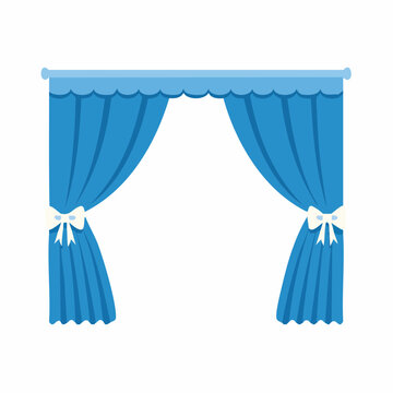 Blue Curtains with White Bows