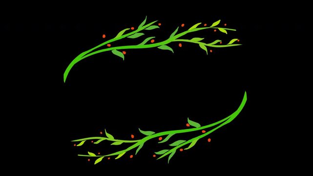 Elegant Wedding Flower Wreath Animated Title Frame Alpha Channel